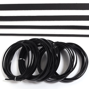 Cordons en cuir véritable noir plat en plusieurs largeurs pour accessoires de sacs DIY