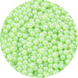 Vibrant lime green pearlescent round faux pearls for DIY jewelry and crafts