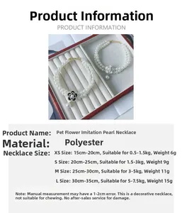 Size chart for double-layer pet pearl necklace with flower pendant for cats and small dogs