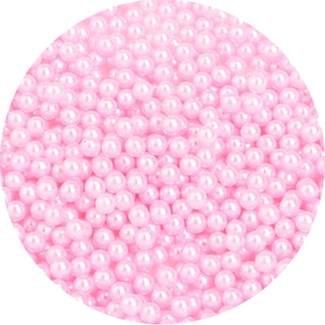Spherical light pink faux pearls with glossy finish for DIY jewelry and crafts