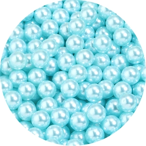 Lustrous light blue imitation pearl beads with smooth ABS finish for DIY jewelry crafts