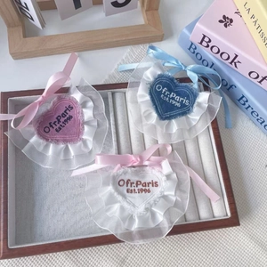 Polyester Heart Lace Pet Bib For Dogs Cats Sweet Embroidered Bowknot Puppy Saliva Towel Decorative Pet Scarf Wedding Birthday