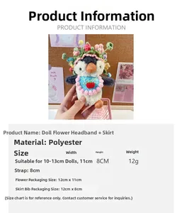 Size chart for handmade flower doll headgear and skirt set for 10-13cm plush dolls