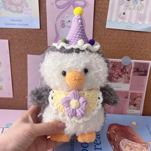 Hand Crochet Pet Hat With Colorful Pom-poms Knitted Party Hat For Cats Dogs Dolls Birthday Decorative Headwear