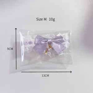 Lace bow pet collar with pearl pendant in Size M for small dogs and cats