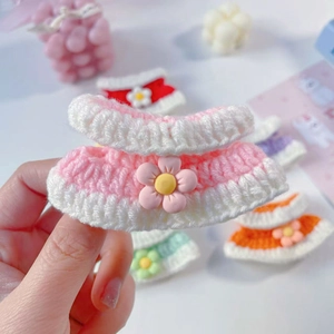 Handmade crochet mini doll dress with resin flower, 15cm Belle doll knit keychain accessory