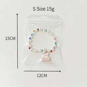 Cartoon rabbit charm with colorful pearl beads pet necklace for cats and dogs, size S