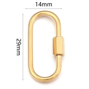 Golden titanium steel oval screw lock clasp, jewelry DIY accessory, 29mm height x 14mm width