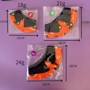 Halloween pet bib set for cats and small dogs featuring pumpkin and black cat patterns