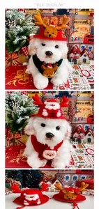 Détail de l'ensemble chapeau et écharpe de Noël réglable pour chats et petits chiens