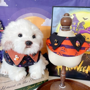 Halloween pet bibs with pumpkin and ghost patterns for cats and small dogs