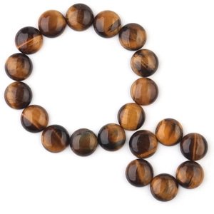 Cabujones redondos de ojo de tigre natural pulido con textura de piedra brillante