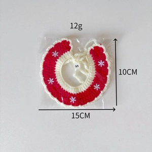 Handmade red and white Christmas pet scarf with snowflake pattern for cats and dogs