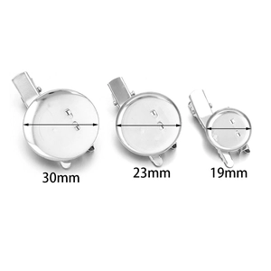 Drie zilveren broche-onderstellen in 19mm, 23mm en 30mm voor het maken van DIY-sieraden