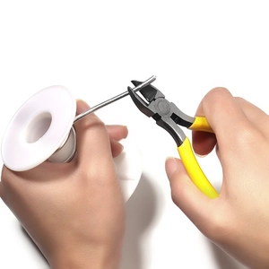 5-inch mini diagonal cutting pliers with yellow anti-slip handles cutting metal wire