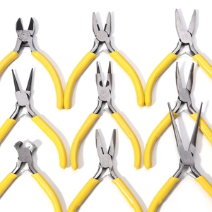 Professional Stainless Steel Mini Pliers Yellow Anti-Slip Handle Handmade DIY Jewelry Making Pliers Manual Repair Tools