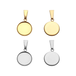 Stainless Steel Round Bezel Pendant Settings With Bails For DIY Jewelry Making Gold Silver Blank Tray For Cabochon Necklaces