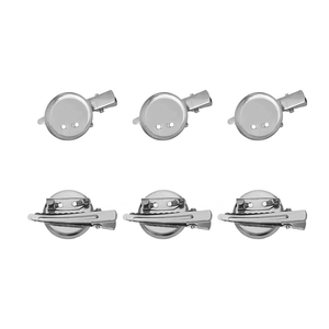 Zilveren DIY broche tray en eendenbek haarclip accessoires set op witte achtergrond