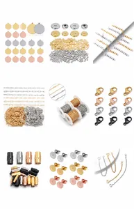 Détails des apprêts bijoux en acier inoxydable 304 comprenant fermoirs mousquetons et chaînes