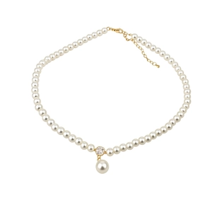 Elegant 14k gold plated pearl necklace with single pendant for a minimalist look.