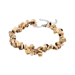 Chic vintage irregular shell necklace with ethnic design and silver extender chain