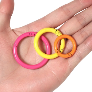 Three colorful spring O-rings in pink, yellow, and orange for DIY bags and accessories