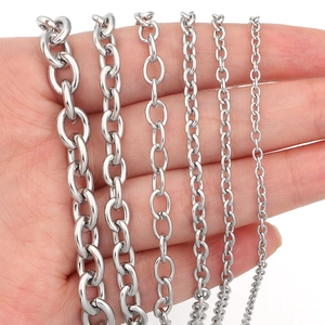 Six tailles de chaînes à maillons ovales en acier inoxydable pour création de bijoux