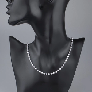 Elegante cadena de perlas blancas de 4-6 mm con eslabones de cobre plateado para joyería DIY