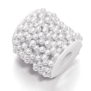 Cadena de perlas blancas 3-10mm en carrete para creación de joyas DIY y decoración