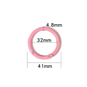 Detailed size chart of pink 32mm inner diameter spring O-ring buckle for bag straps