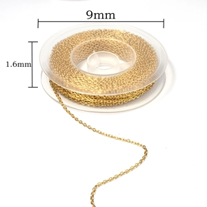 Gouden schakelketting 1,6mm breed op transparante spoel voor DIY sieraden maken