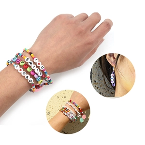 Colorful acrylic letter beads jewelry set with personalized smile and heart patterns