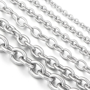 Chaînes à maillons croisés en acier inoxydable argenté poli pour la création de bijoux