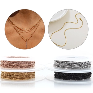 Cadena Satélite de Acero Inoxidable DIY para Hacer Joyas Cadena de Cuentas de Metal Galvanizado Cadena Cruzada para Collar Pulsera