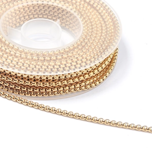 Gold plated stainless steel box chain roll for DIY jewelry making and necklace crafts