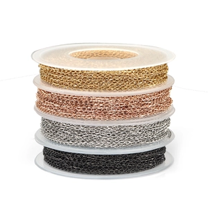 Set of four stainless steel curb chains in gold, rose gold, silver and black on spools