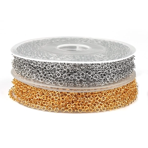 Spools of gold and silver stainless steel round link chains for DIY jewelry making
