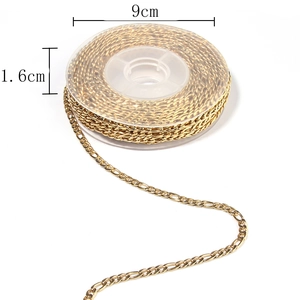 Gold-plated stainless steel Figaro chain on a 9cm spool for DIY jewelry making