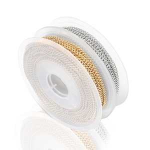 304 stainless steel curb chains in gold and silver finish on spools for DIY jewelry making
