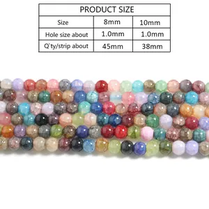Tabella taglie dettagliata per perline in vetro cracklé verde da 8mm e 10mm