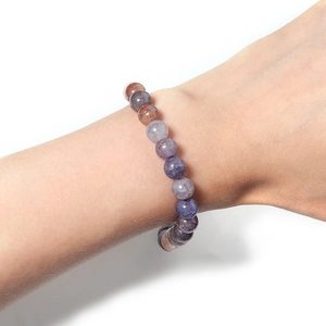 Bracciale di perle di vetro floreali da 10mm con trama in agata venata di drago