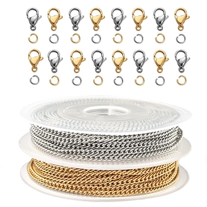 304 Stainless Steel Curb Chain DIY Jewelry Making Finding Electroplated Gold Silver Color Metal Link Chain For Necklace Craft