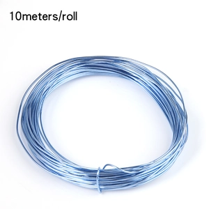 Close-up of 10-meter light blue aluminum wire roll for DIY handmade jewelry crafting