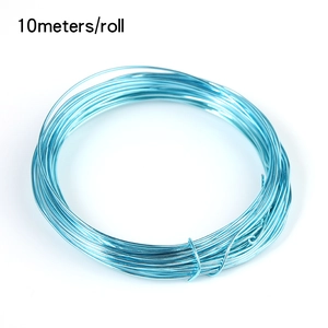 Macro detail of sky blue aluminum craft wire roll 10 meters for DIY jewelry making