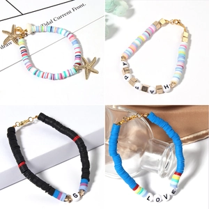 DIY 24-grid set of colorful clay beads and charms for handmade summer jewelry making