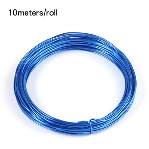 Detail of 10-meter roll of bright blue anodized aluminum wire for DIY jewelry crafting