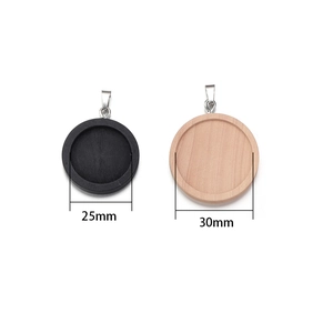 Set di basi per ciondoli in legno nero e naturale con diametro interno da 25mm e 30mm