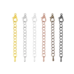 Lobster Clasp Extension Chain DIY Jewelry Finding With Water Drop End Bead Alloy Metal Extender For Necklace Making