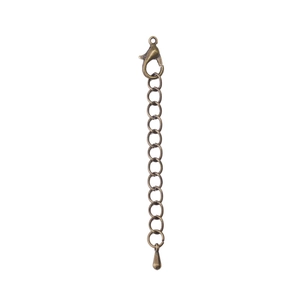 Detail of antique bronze lobster clasp extender chain with water drop charm for jewelry DIY
