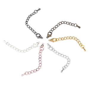 Set of 20 extension chains with lobster clasps and teardrop pendants in 6 metal finishes